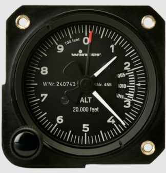 Winter 57mm 3-pointer 20,000ft altimeter
