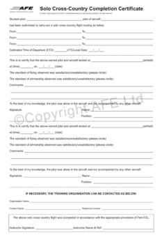EASA 150/80nm Solo Cross Country Certificate