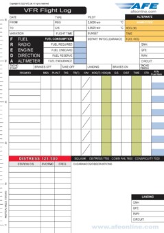 AFE VFR kneeboard navigation log pad