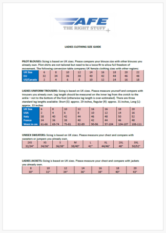 Clothing size guides